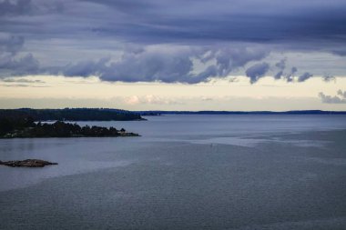 Turku, Finlandiya vapurdan Finlandiya 'ya Baltık Denizi manzarası.
