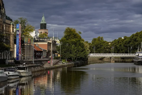 Turku Finlandia Escenario Del Río Aura Puente — Foto de Stock