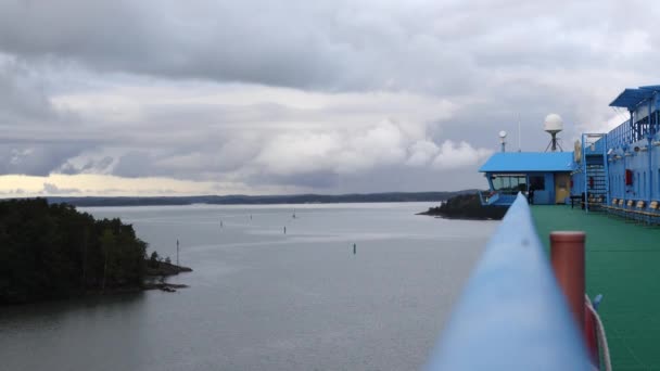 Turku Finlândia Ferry Passageiros Para Suécia Atravessa Águas Calmas Mar — Vídeo de Stock