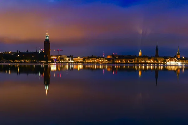 Stockholm Svédország Stockholmi Városkép Hajnalban Városháza Vagy Stadshuset — Stock Fotó