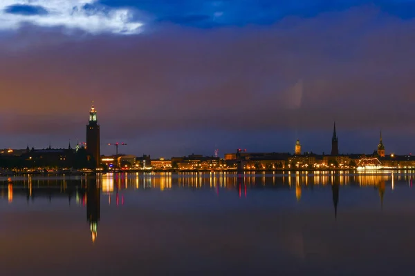 Stockholm Zweden Skyline Van Stockholm Bij Zonsopgang Het Stadhuis Stadshuset — Stockfoto