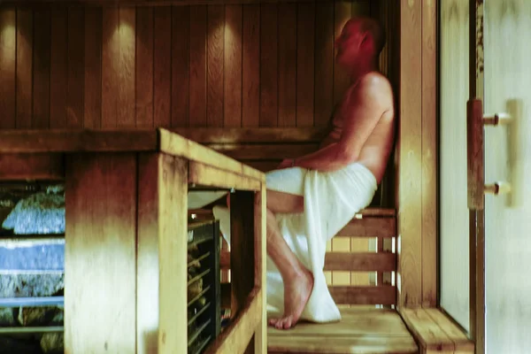Turku Finland Man Sits Private Sauna — Stock Photo, Image