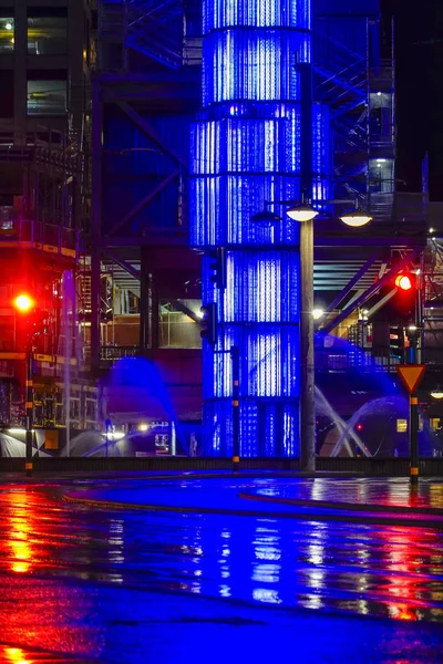 Estocolmo Suecia Centralen Centro Ciudad Por Noche Bajo Lluvia —  Fotos de Stock