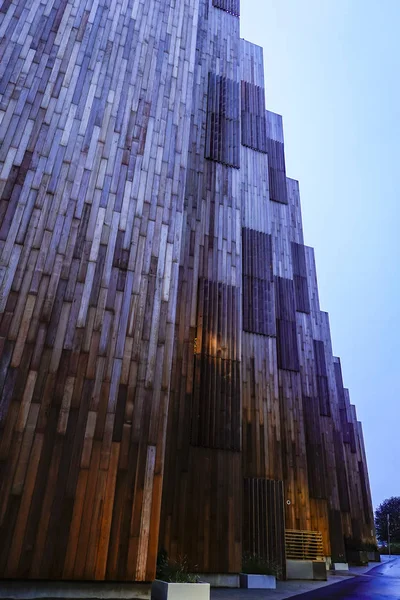 Estocolmo Suécia Novo Edifício Park Gardet Construído Madeira Cedro Cimento — Fotografia de Stock