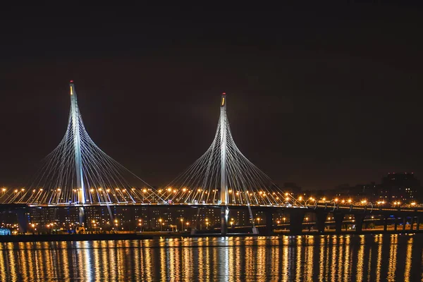 São Petersburgo Rússia Ponte Ocidental Alta Velocidade Diâmetro Noite — Fotografia de Stock