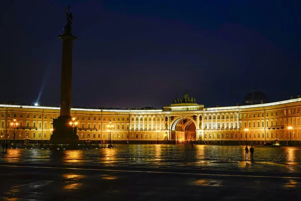 São Petersburgo Rússia Praça Palácio Frente Palácio Hermitage Inverno Coluna — Fotografia de Stock
