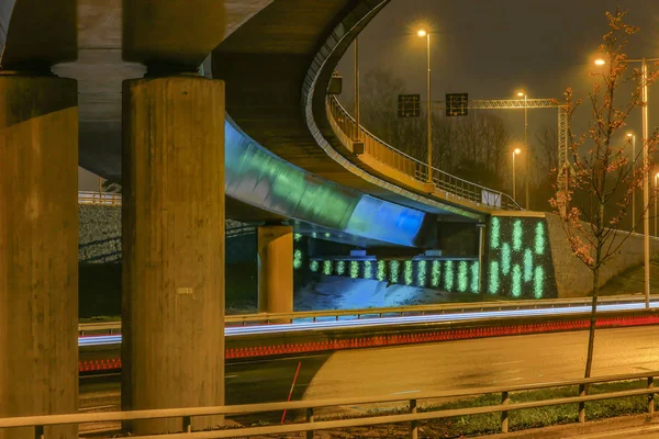 Estocolmo Suecia Autopista Kista Por Noche —  Fotos de Stock