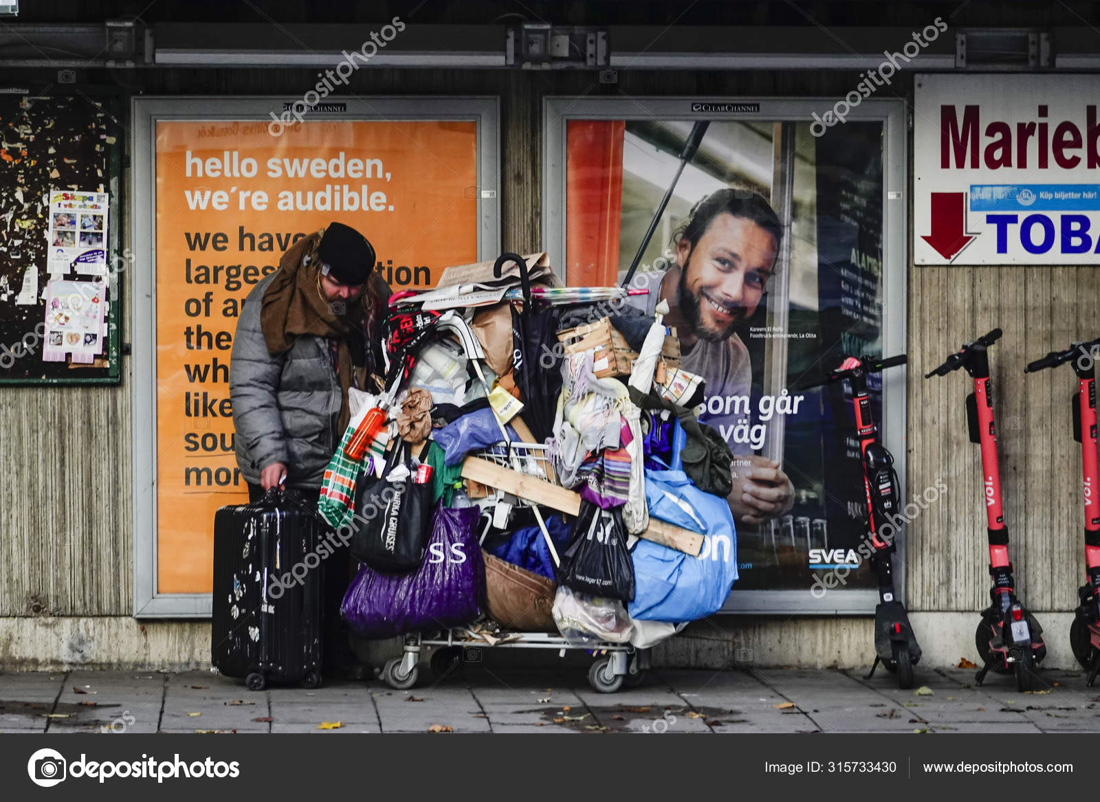 Stockholm Sweden Homeless Man Stadshagen Subway Stop Stock Editorial
