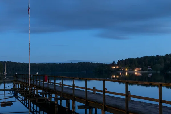 Stockholm Zweden Midzomer Middernacht Uitzicht Zon Boven Het Meer Van — Stockfoto