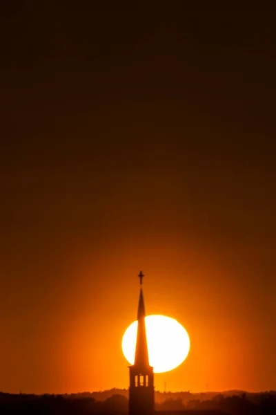 Stockholm Schweden Der Kirchturm Der Essinger Kirche Bei Sonnenuntergang — Stockfoto