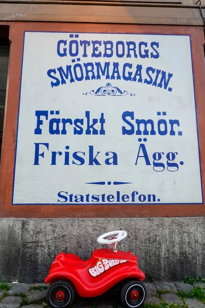 Göteborg Zweden Een Klassiek Vintage Uithangbord Storgatan Reclame Voor Boter — Stockfoto