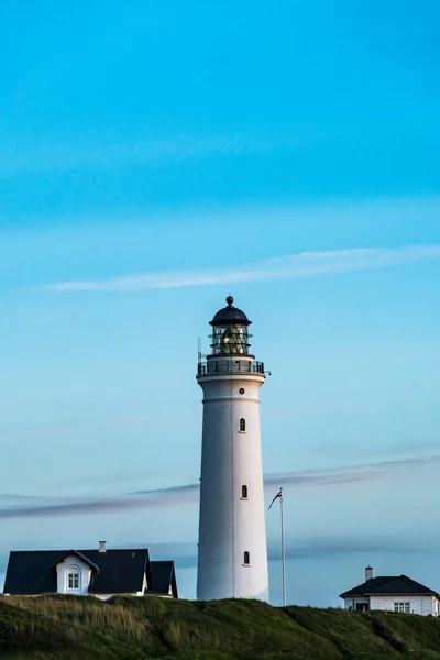 Hirtshals Danimarca Faro Hirtshals Tramonto — Foto Stock