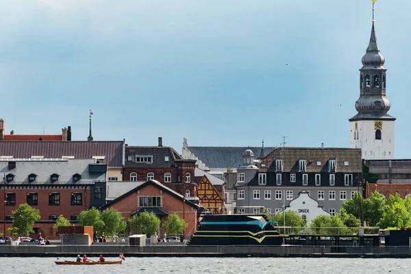 Aalborg Denmark People Kayaking Harbour Area Downtown — Stock Photo, Image