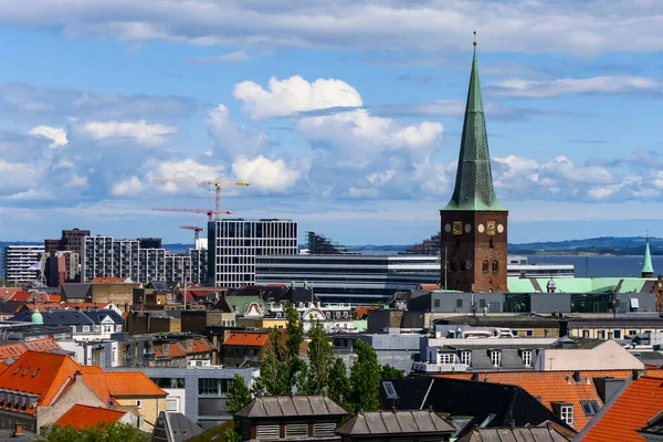 Aarhus Dánia Kilátás Aarhusi Székesegyházra Város Tetején — Stock Fotó