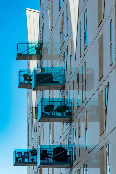 Голубые Балконы Новом Проекте Городской Жилой Застройки Доклендс — стоковое фото