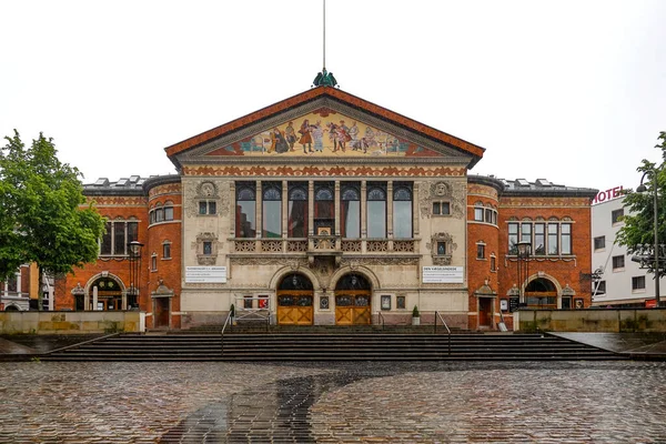 Aarhus Dinamarca Edifício Teatro Aarhus Chuva — Fotografia de Stock