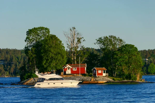 Stockholm Suède Une Petite Île Extérieur Ville Appelée Svanholmen Embarcation — Photo