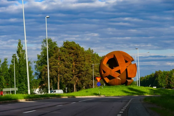 Lulea Svezia Sphere Una Scultura Acciaio Tonnellate Del 2007 Cerchio — Foto Stock