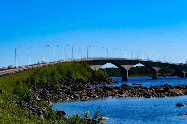 Haparanda Sweden Seskaro Bridge — стокове фото