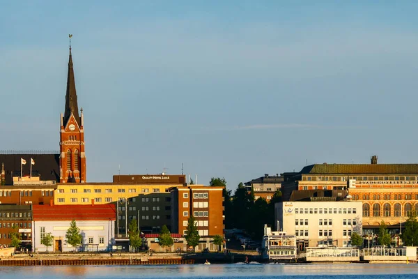 Lulea Suecia Horizonte Noche Durante Sol Medianoche Las — Foto de Stock