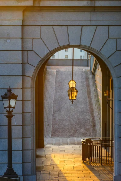 Стокгольм Швеція Lejonbacken Королівському Палаці — стокове фото