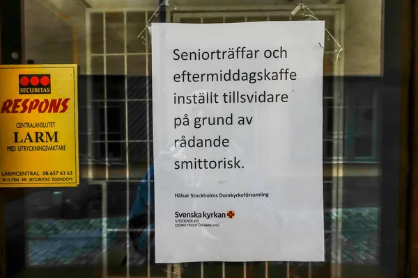 Stockholm Zweden Een Bord Deur Het Zweeds Zegt Senior Vergaderingen — Stockfoto