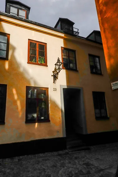 Estocolmo Suecia Una Casa Tyska Brinken Casco Antiguo Gamla Stan — Foto de Stock