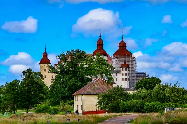 Lidkoping Suecia Castillo Medieval Lacko Orilla Sur Del Lago Vanern — Foto de Stock