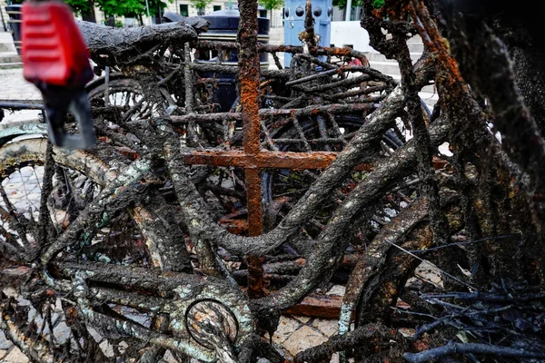 Estocolmo Suécia Lixo Metal Como Bicicletas Carrinhos Compras Retirados Mar — Fotografia de Stock