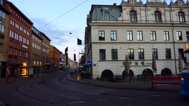 Gotemburgo Suecia Julio 2020 Tranvía Por Mañana Temprano Norra Hamngatan — Vídeos de Stock