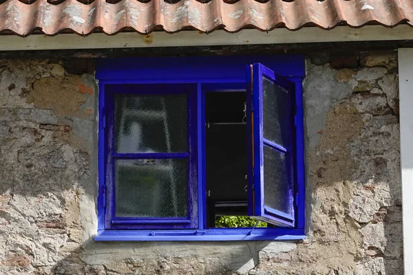 Vickleby Oland Schweden Das Gartencenter Capellagarden Und Ein Blaues Fenster — Stockfoto