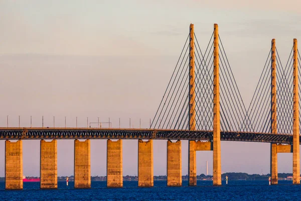 Malmo Suède Pont Oresund Vers Copenhague Tôt Matin — Photo