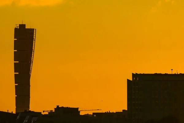 Malmö Schweden Das Turning Torso Gebäude Bei Tagesanbruch Und Skyline — Stockfoto