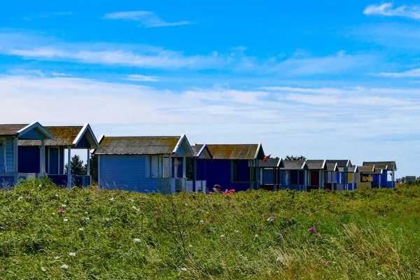 Falsterbo Sverige Små Strandstugor Vid Havet Flommens Naturreservat — Stockfoto