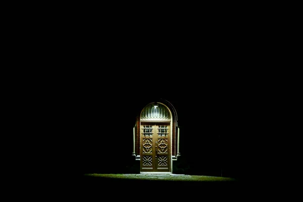 Lund Svédország Lundi Katedrális Homlokzata Éjszaka — Stock Fotó
