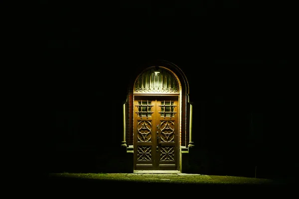 Лунд Швеция Фасад Лундского Собора Ночью — стоковое фото