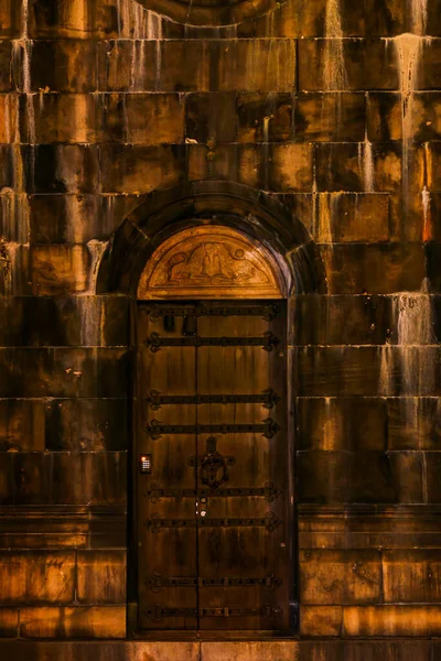 Lund Sweden Facade Lund Cathedral Night Old Door — Stock Photo, Image