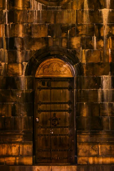 Lund Suecia Fachada Catedral Lund Por Noche Una Puerta Vieja — Foto de Stock