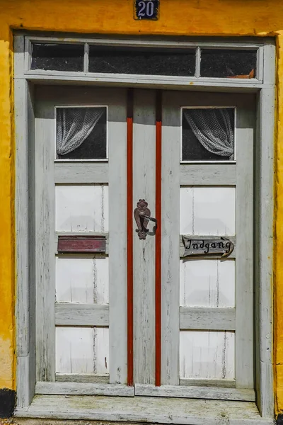 Mariager Denmark Detail Old Colorful Door Hand Grip — Stock Photo, Image