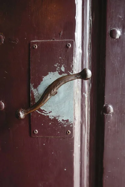 Mariager Danemark Détail Une Vieille Porte Colorée Poignée — Photo