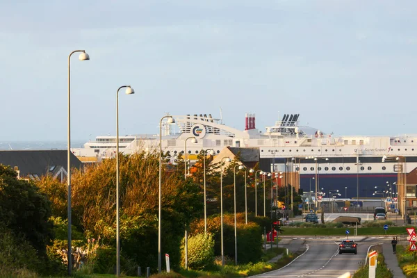 Hirtshals Δανία Ένα Πλοίο Για Νορβηγία Στο Λιμάνι — Φωτογραφία Αρχείου