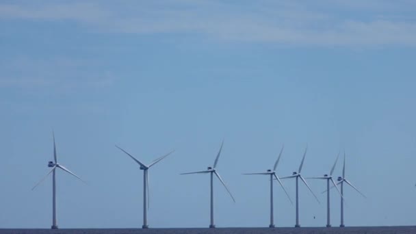 Hirtshals Danimarka Rüzgarda Dönen Bir Rüzgar Türbini — Stok video