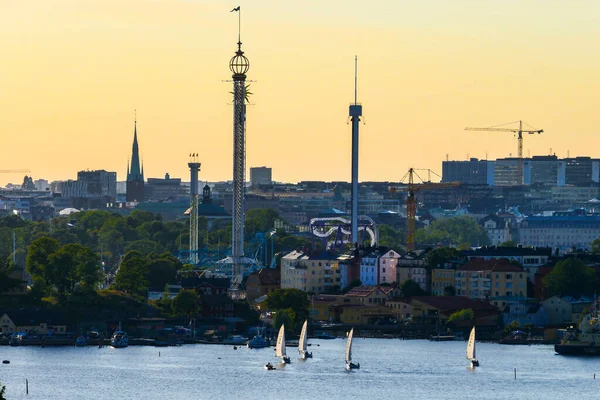 Stockholm Schweden Blick Über Die Ostsee Segelboote Und Den Geschlossenen — Stockfoto