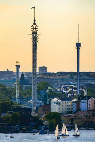 Sztokholm Szwecja Widok Morze Bałtyckie Żaglówki Zamknięty Park Rozrywki Grona — Zdjęcie stockowe