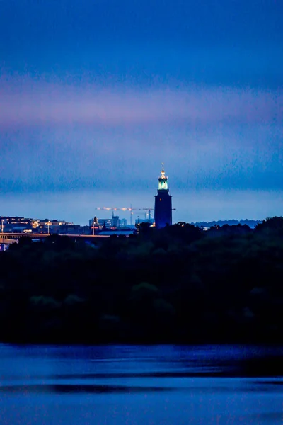 Estocolmo Suecia Ayuntamiento Por Noche — Foto de Stock