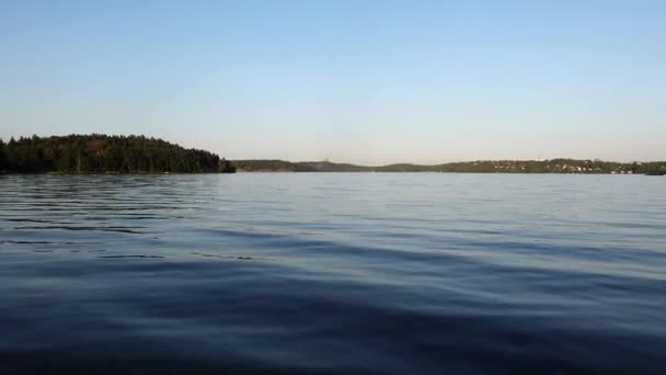 Стокгольм Швеция Вид Моторной Лодки Озеро Маларен — стоковое видео