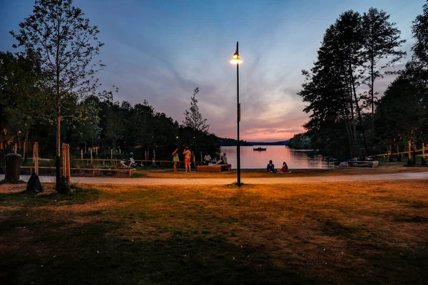 Stockholm Sweden City Park Known Vinterviken Setting Sun Lake Malaren — Stock Photo, Image