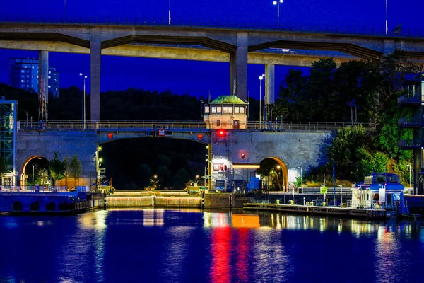 Stockholm Sveç Hammarbyslussen Veya Hammarby Kilitleri Baltık Denizi Malren Gölü — Stok fotoğraf