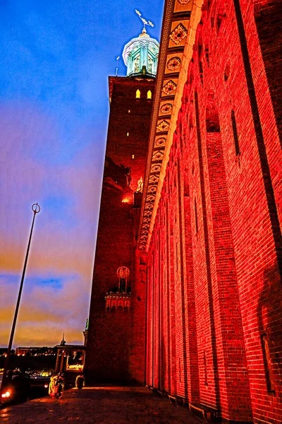 Stockholm Schweden Die Fassade Des Rathauses Morgengrauen — Stockfoto