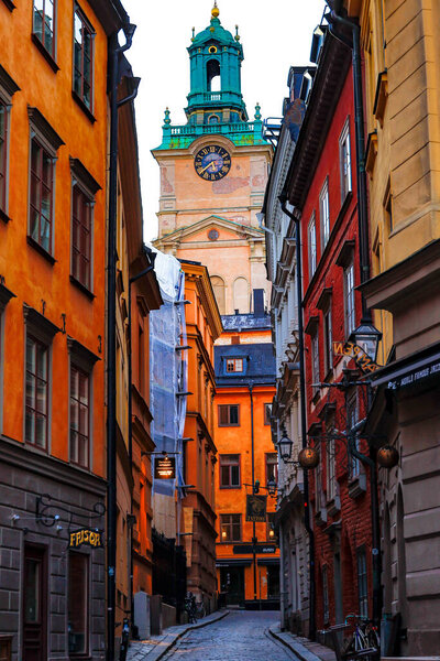 Stockholm, Sweden Stora Gramunkegrand and the Storkyrkan church